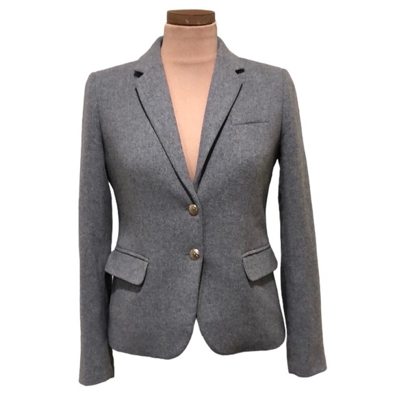 J Crew Schoolboy Blazer Size 2 Gray Wool Blend Shell - Picture 1 of 11